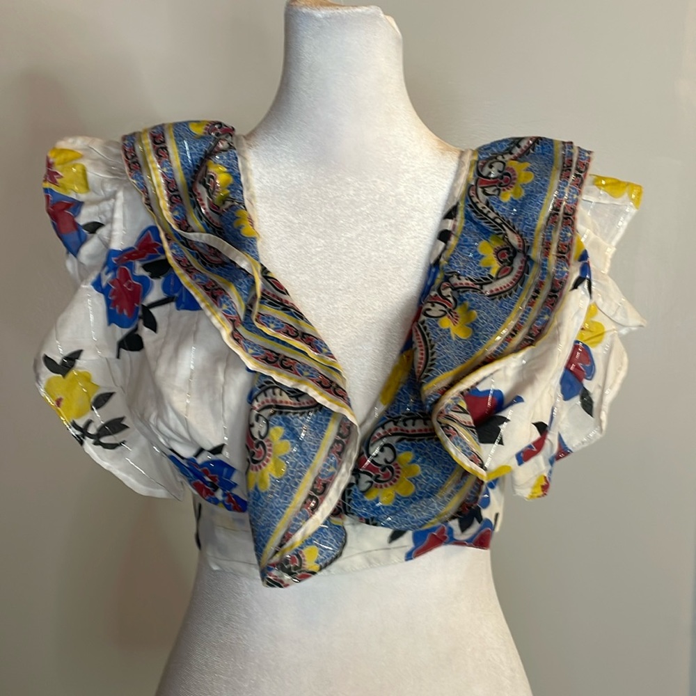 [PLACE NATIONALE] Colorful Ruffle Crop Top - Size Small - Picture 3 of 9